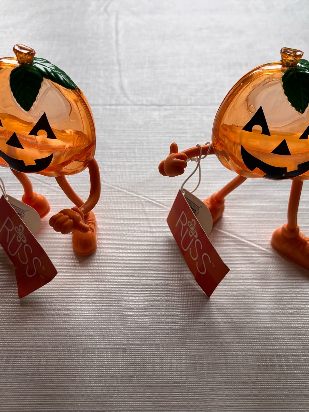 Pair of NWT Russ Jack-O'-Lantern candy containers for Halloween